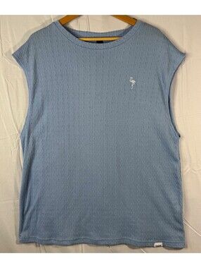 MANFINITY UrbanChill Top XL Blue Cable Knit Flamingo Sleeveless